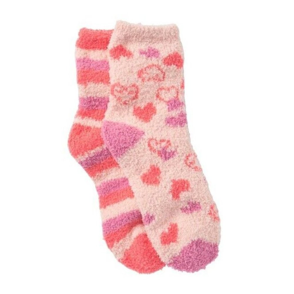 Free Press Hearts and Stripes Fuzzy Crew Sock Set